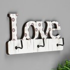 Крючки декоративные фанера "Love в цветочек" 8х14х2,5 см - Фото 2
