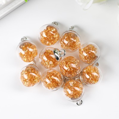 Подвеска декоративная для творчества стекло "Шар - камешки" карамель d=1,6 см набор 10 шт