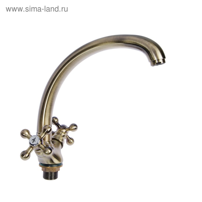 УЦЕНКА Смеситель для кухни Accoona A4071C, двухрычажный, с гайкой, латунь, цвет бронза - Фото 1