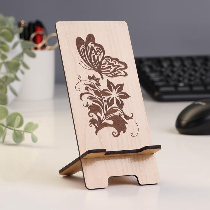 Подставка под телефон «Бабочка с цветком», 7×8×15 см - Фото 1