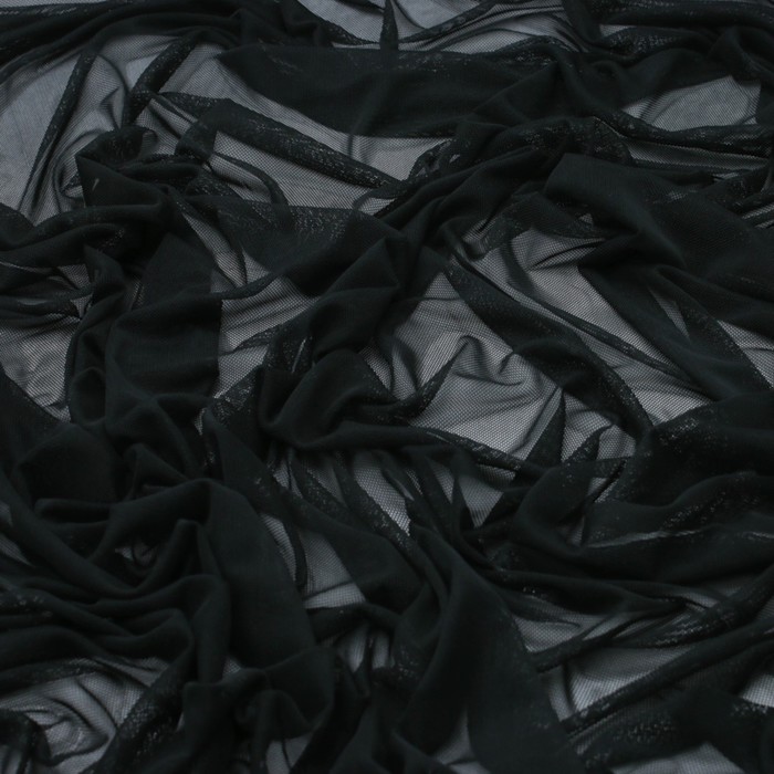 Трикотаж, нейлон стрейч, ширина 150 см, чёрный - Фото 1