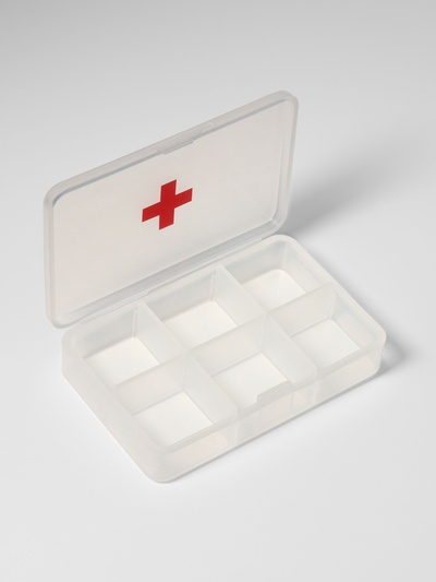 Таблетница «Быстрая аптечка», 6 секций, 8.7 × 5.5 × 1.8 см, цвет прозрачный