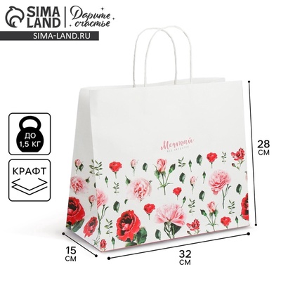 Пакет подарочный крафт, упаковка, «Мечтай», 32×28×15 см