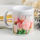 Кружка «С 8 марта» розовые тюльпаны, 330 мл - фото 4266190