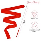 Лента гимнастическая с палочкой Grace Dance, 2 м, цвет красный - Фото 1