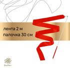 Лента гимнастическая с палочкой Grace Dance, 2 м, цвет красный - Фото 1