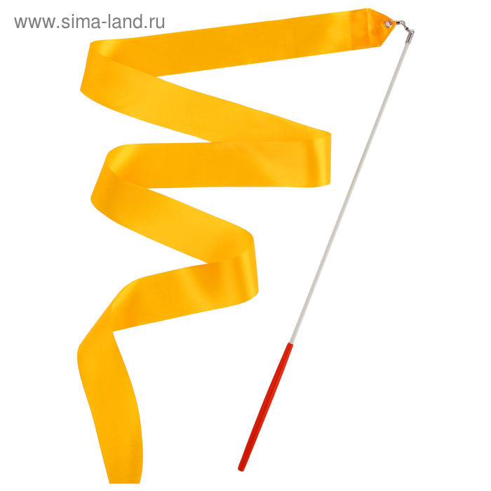 Лента гимнастическая с палочкой, 6 м, цвет оранжевый - Фото 1