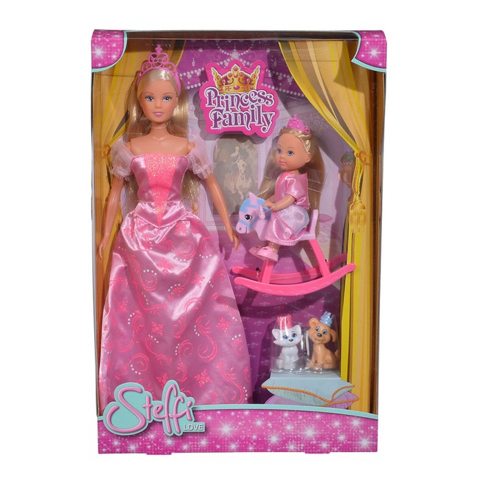 Куклы «Штеффи» и «Еви», набор «Принцессы», зверушки в комплекте, 29 см, 12 см - фото 1925960979