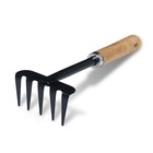 Малые прямые грабли, 5 зубцов, длина 31 см, металл, деревянная ручка, Greengo - Фото 1