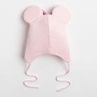 Шапка для девочки «Мышка», цвет пудра/бантик, размер 46-50 - Фото 4