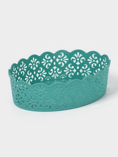 Корзина для хранения Доляна «Кружевной узор», пластик, 21.5×15.5×6 см, МИКС