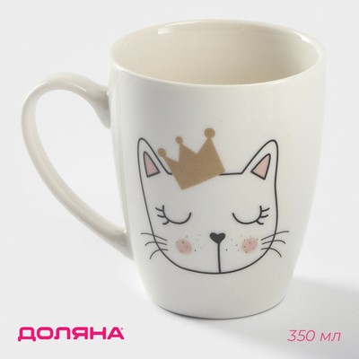 Кружка Доляна «Принцесса Мяу», 350 мл, фарфор, белая