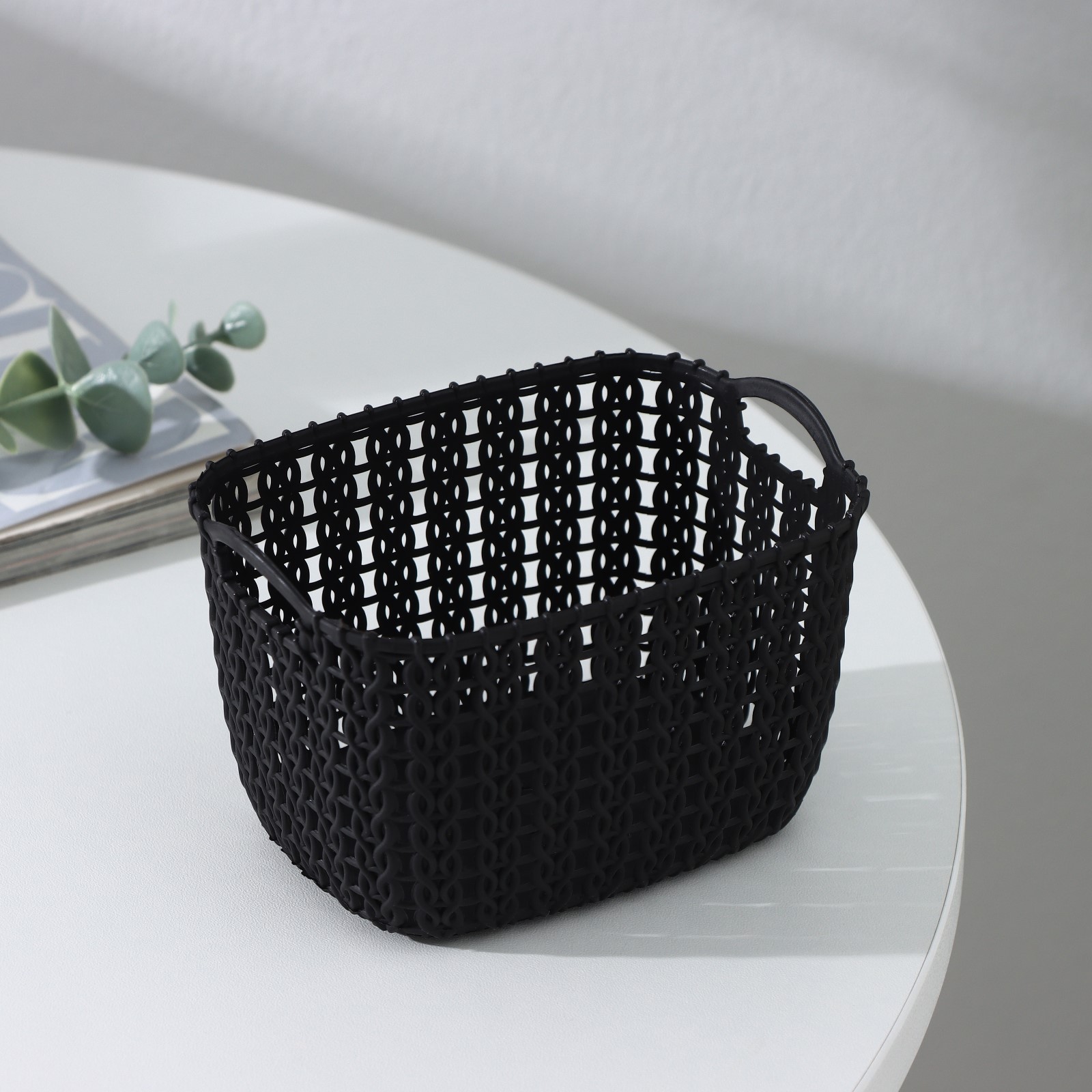 Корзинка пластиковая для хранения с ручками «Плетение», 12×8,5×8 см ...