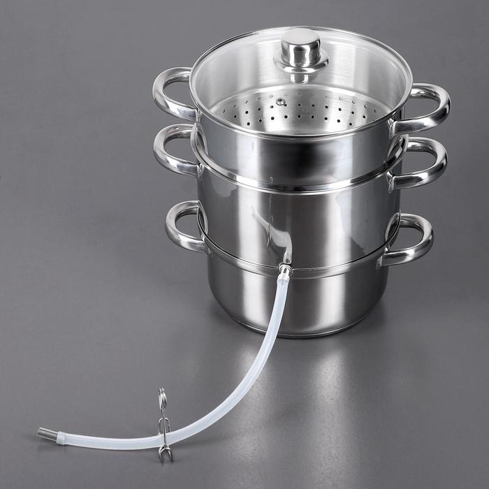 Соковарка Доляна, 5.8 л, d=23 см, стеклянная крышка, индукция, нержавеющая сталь - Фото 1