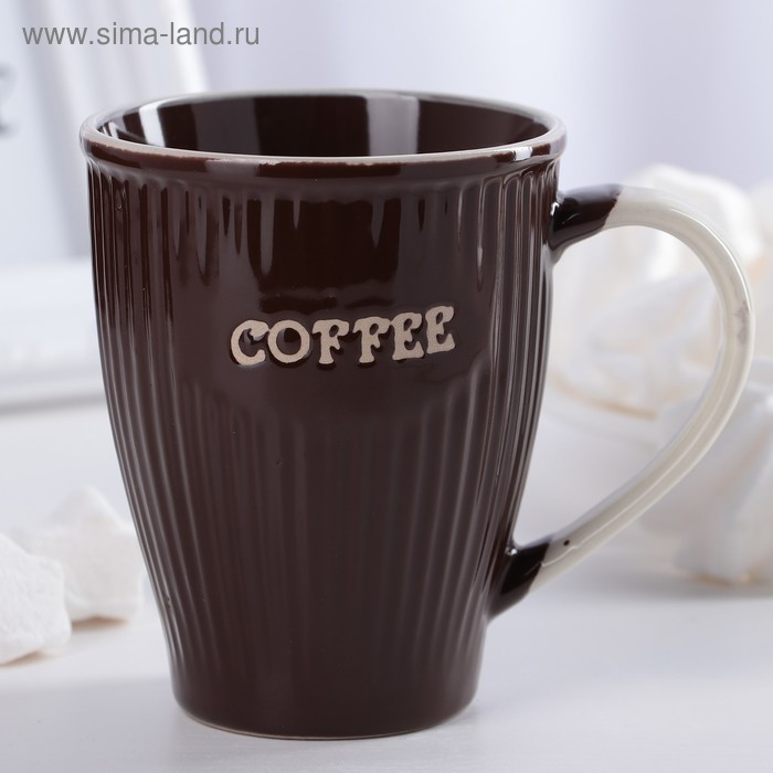 Кружка керамическая Доляна Coffee, 270 мл, цвет коричневый - Фото 1