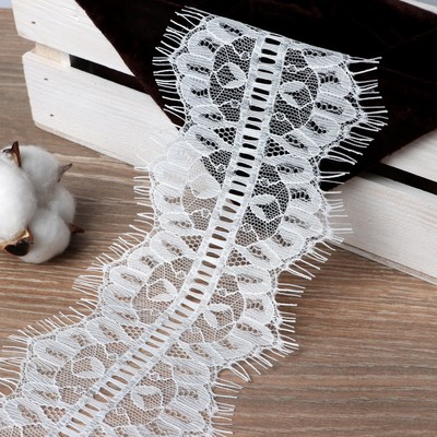 Кружево реснички, 110 мм × 9 ± 0,5 м, в бобине 3 шт по 3 м, цвет айвори