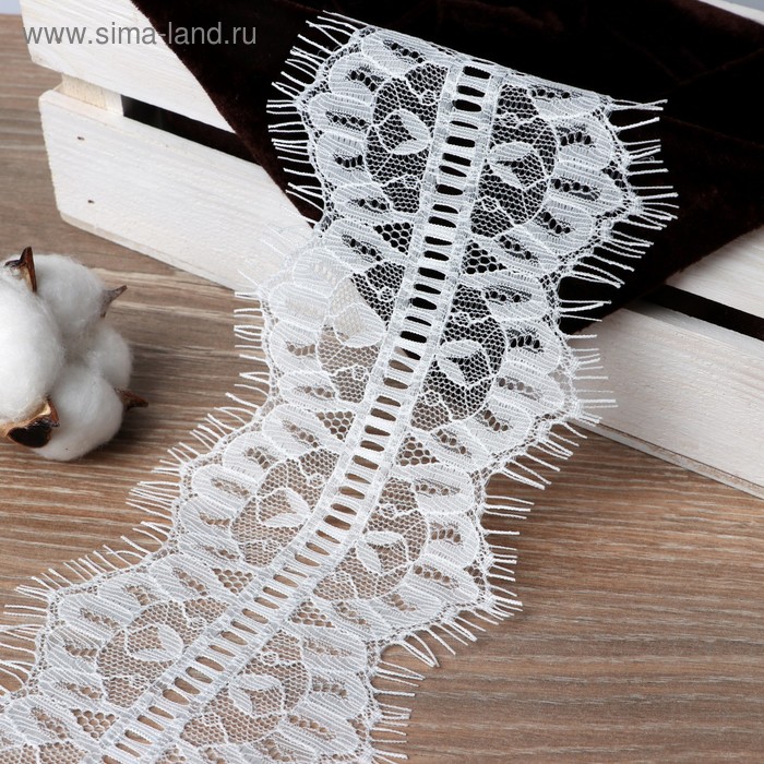 Кружево реснички, 110 мм × 9 ± 0,5 м, в бобине 3 шт по 3 м, цвет айвори