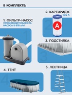 Бассейн каркасный INTEX Prism Frame 26798NP, 610×305×122 см, фильтр-насос, лестница, тент, подстилка - Фото 2