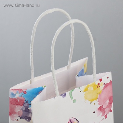 Пакет подарочный крафт, упаковка, «Счастье ждёт тебя», 12×21×9 см