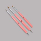 Набор для наращивания и дизайна ногтей: плоская кисть - дотс 2 шт, плоская кисть - пушер, цвет розовый - фото 8444271