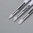 Набор для наращивания и дизайна ногтей: силиконовая кисть - дотс 2 шт, силиконовая кисть - пушер, цвет белый - фото 10054234