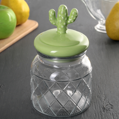 Банка для сыпучих продуктов "Кактус", цвет зелёный
