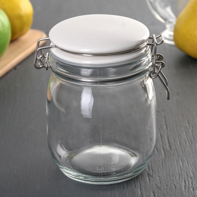 Банка для сыпучих продуктов с бугельным замком "Луна", цвет белый