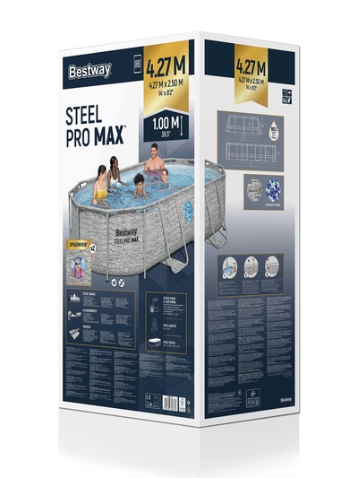 Бассейн каркасный Power Steel Swim Vista, 427×250×100, фильтр-насос, лестница, тент, 56714 Bestway