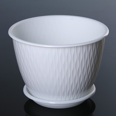 Цветочный горшок с поддоном «Корсика», 2,4 л, d=19, цвет белый