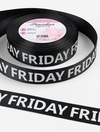 Лента репсовая «Friday», 25 мм, 23±1 м, белая, чёрная - Фото 4