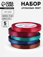 Набор атласных лент «Вечерние огни», 5 шт., 10 мм, 23±1 м - Фото 1