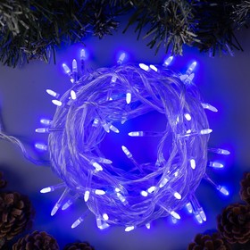 Гирлянда «Нить» 10 м с насадками «Игла», IP20, прозрачная нить, 100 LED, свечение синее, 8 режимов, 220 В, УЦЕНКА 4187826