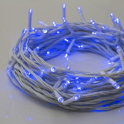 УЦЕНКА Гирлянда «Нить», 10 м, IP20, 100 LED, 220 В, 8 режимов, белая нить, свечение синее