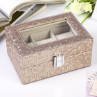 Шкатулка кожзам под часы 3 отделения "Мелкая клетка" мокко 7,5х16х11 см - Фото 1