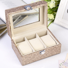 Шкатулка кожзам под часы 3 отделения "Мелкая клетка" мокко 7,5х16х11 см - Фото 2