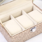 Шкатулка кожзам под часы 3 отделения "Мелкая клетка" мокко 7,5х16х11 см - Фото 3