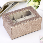 Шкатулка кожзам под часы 3 отделения "Мелкая клетка" мокко 7,5х16х11 см - Фото 5