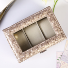 Шкатулка кожзам под часы 3 отделения "Мелкая клетка" мокко 7,5х16х11 см - Фото 6