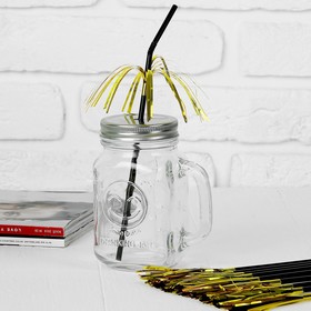 Трубочка для коктейля «Дождик», набор 12 шт., золотая