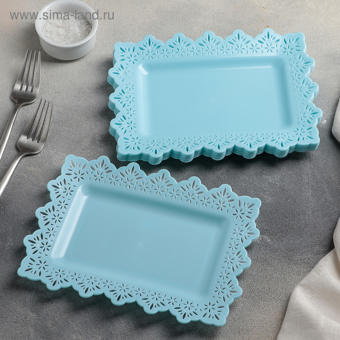 Набор тарелок прямоугольных «Торжество», 21,5×16,5 см, цвет МИКС - Фото 1