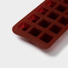 Форма для конфет и шоколада Доляна «Шоколадные конфеты», силикон, 21.5×10×1.5 см, 15 ячеек, коричневая - Фото 5