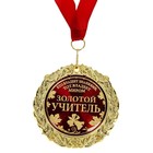 Медаль в бархатной коробке "Золотой учитель", диам. 7 см - Фото 2