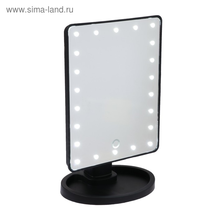 Зеркало Luazon KZ-06, подсветка, 26.5×16×12 см, 4хАА, 22 диода, сенсорная кнопка, черное - Фото 1