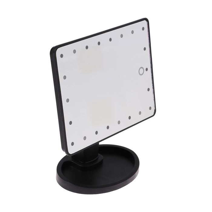 Зеркало Luazon KZ-06, подсветка, 26.5×16×12 см, 4хАА, 22 диода, сенсорная кнопка, черное - фото 1898185375