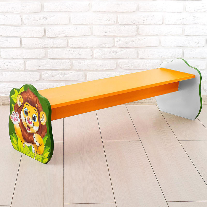 Скамейка детская «Лев», цвет оранжевый, зелёный - Фото 1