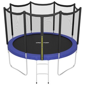 Батут ONLITOP, d=366 см, с внешней защитной сеткой высотой 173 см и лестницей, цвет синий