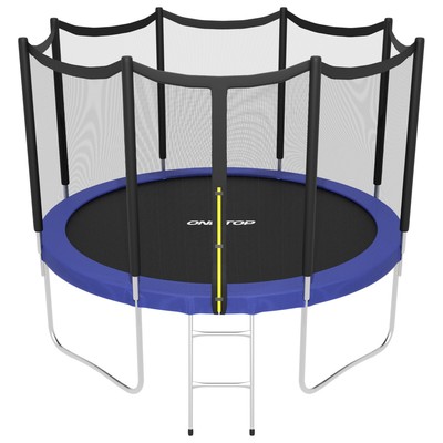 Батут ONLITOP, d=366 см, с внешней защитной сеткой высотой 173 см и лестницей, цвет синий