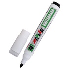 Маркер для магнитно-маркерной доски, узел 3.0 мм, ширина линии 3.0 мм, с магнитом, с губкой, водный, чёрный - фото 121586306