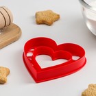 Форма для печенья «Сердце», вырубка, штамп, 6,3×6,6×1,5 см, цвет красный - Фото 2