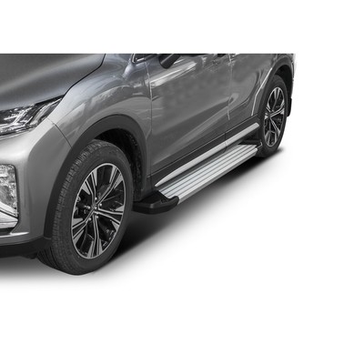 Пороги на автомобиль "Silver" Rival для Mitsubishi Eclipse Cross 2017-н.в., 180 см, 2 шт., алюминий, F180AL.4007.1